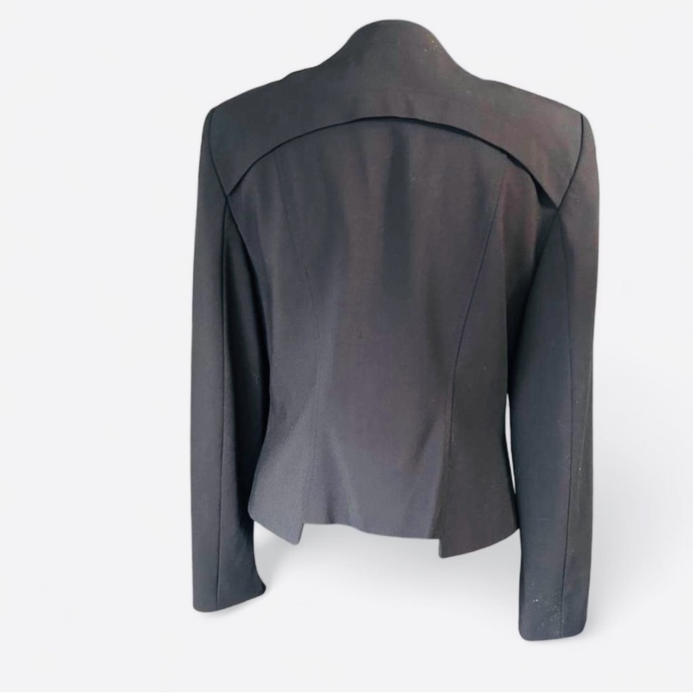 Calvin Klein Black Zip Front Blazer Size 10 Tailored Stretch Career Jacket - Picture 5 of 8